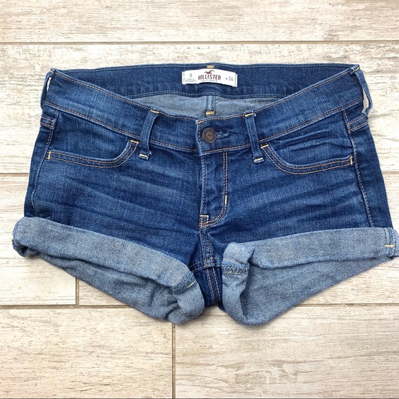 Hollister Pants - Hollister | Dark Washed Rolled Denim Shorts 0